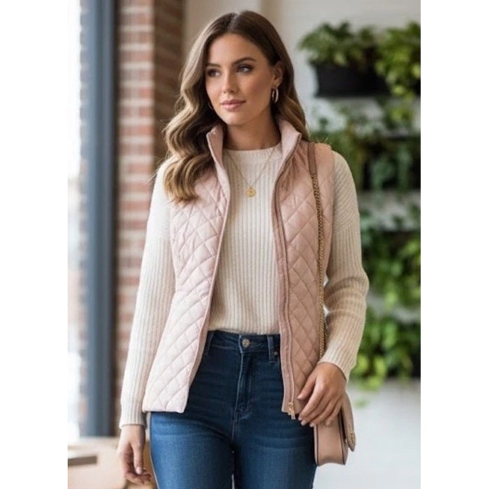 Banana Republic Womens Blush Pink Lightweight Full Zip Quilted Puffer Vest Small - Picture 7 of 7